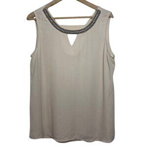 BELLATRIX | Nude Keyhole Cutout Top with Silver Neck Details | Size L